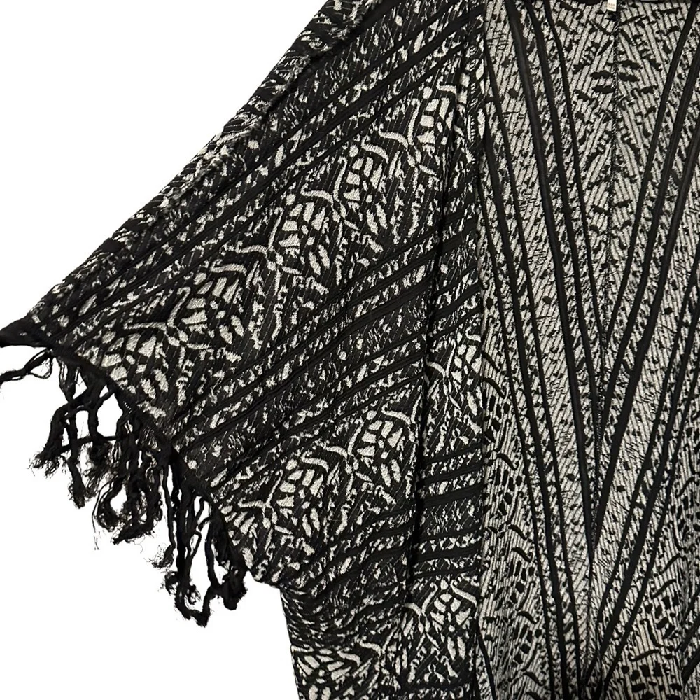 Free People Tapestry Fringe Kimono Cardigan Boho Whimsigoth Festival XS/S